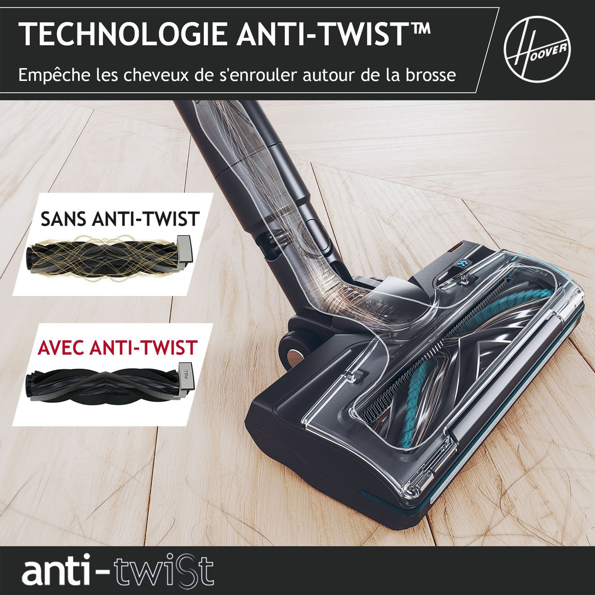 Aspirateur balai sans fil - HOOVER HF410P - Puissance 190 W - Autonomie 30 min - Réservoir 0,7 L - Noir