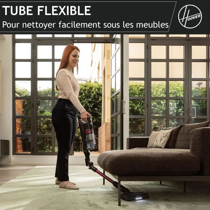 Hoover HF1 Plus Aspirateur Balai sans Fil avec Tube Flexible HF1P10HX - Léger & Puissant avec Turbo Mode - Brosse Anti-Twist LED