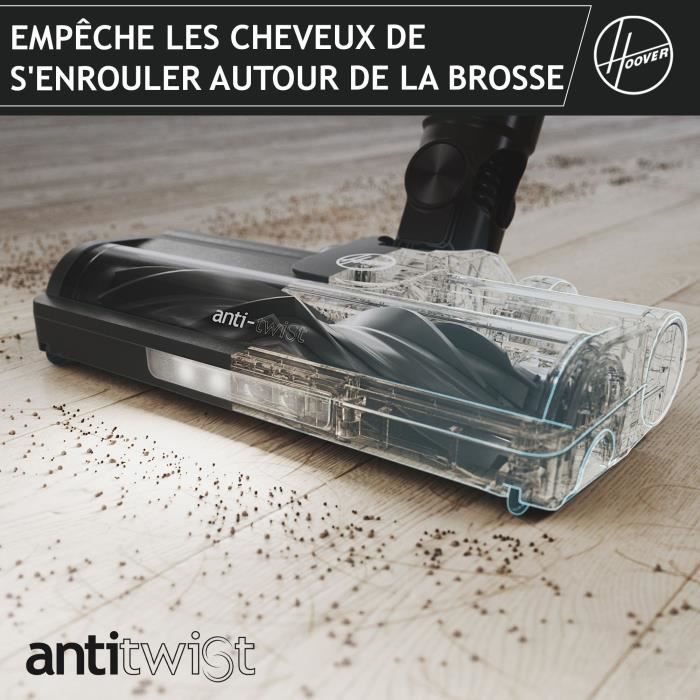 Hoover HF1 Plus Aspirateur Balai sans Fil avec Tube Flexible HF1P10HX - Léger & Puissant avec Turbo Mode - Brosse Anti-Twist LED