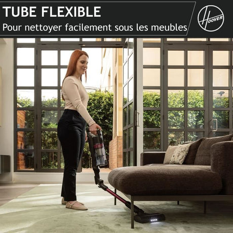 Hoover HF1 Plus Flex - Aspirateur Balai sans Fil avec Tube Flexible HF1P10HX - Léger & Puissant - Turbo Mode - Brosse Anti-Twist LED