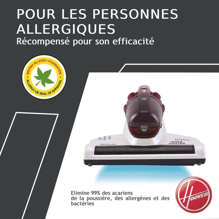 Aspirateur Matelas et Textiles Ultra Vortex - HOOVER MBC500UV - 500 W - 0,3 L - Animaux Allergies - Lampe UV-C antibactÈrien