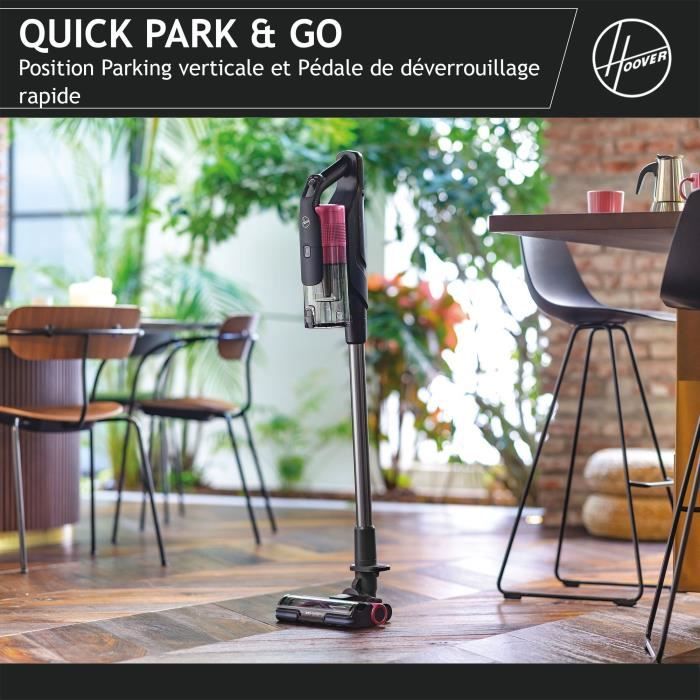 Aspirateur Balai sans fil - HOOVER HF920H - 65 AW - 86 dBA - Ecran LED - Rose / Gris