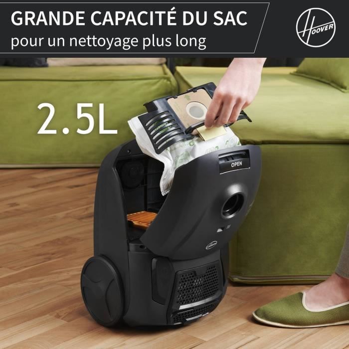 HOOVER HE1 - Aspirateur Traineau avec sac Compact et Puissant - Grande CapacitÈ 2,5L- Haute-performance sur Sols Durs et Moquettes