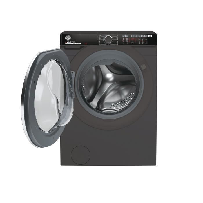 Lave-linge hublot HOOVER H-WASH 500 HWP49AMBCR/1-S - 9 kg - Induction - 1400 trs/min - Classe A - connectÈ - vapeur - Anthracite