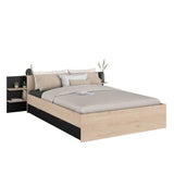 HORN Lit adulte 140 x 190 / 200 cm - Avec tiroir de rangement - Décor chene et noir  PARISOT
