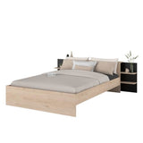 HORN Lit adulte 140 x 190 / 200 cm - Avec tiroir de rangement - Décor chene et noir  PARISOT