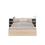 HORN Lit adulte 140 x 190 / 200 cm - Avec tiroir de rangement - Décor chene et noir  PARISOT