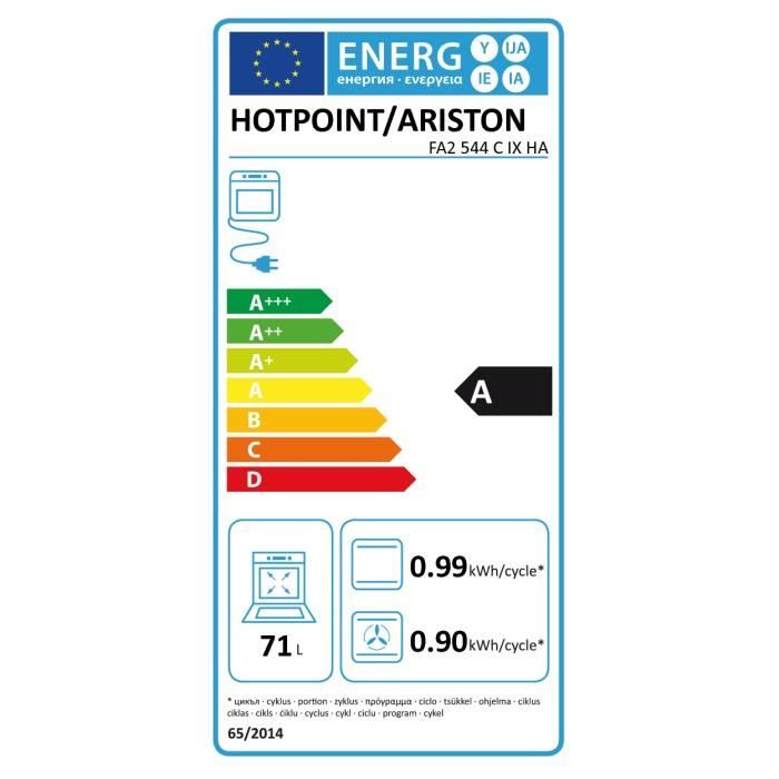 Four Èlectrique encastrable Catalyse Chaleur tournante HOTPOINT FA2544CIXHA - Inox - 71 L - 60x60cm