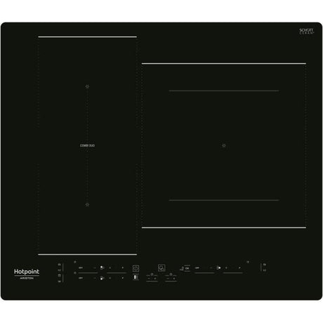 Table de cuisson induction - HOTPOINT - 3 zones - Zones modulables - L 59 x P 51 cm - HB2760BNE - 7200W total - Noir