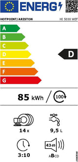 Lave-vaisselle tout encastrable HOTPOINT HI5030WEF - 14 couverts - Induction - L60cm - 43 dB - tiroir a couverts