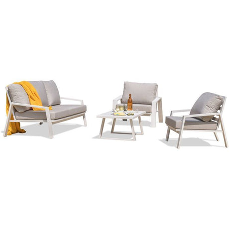 Salon bas de jardin - Blanc - Aluminium - 5 places - Ibiza