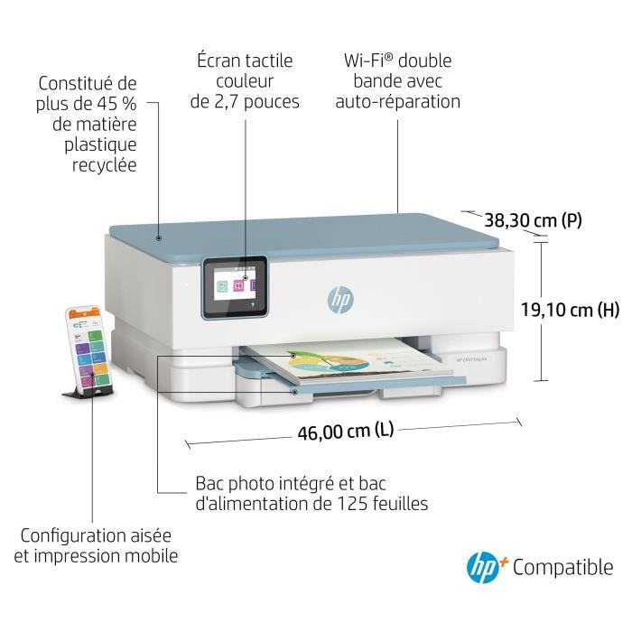 Imprimante tout-en-un HP Envy Inspire 7221e jet d'encre couleur - 3 mois d'Instant ink inclus avec HP+
