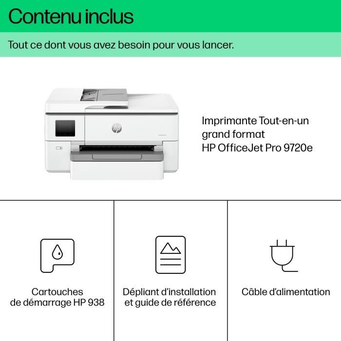 Imprimante HP OfficeJet Pro 9720e A3 Tout-en-un recto-verso, 3 mois Instant Ink inclus avec HP+