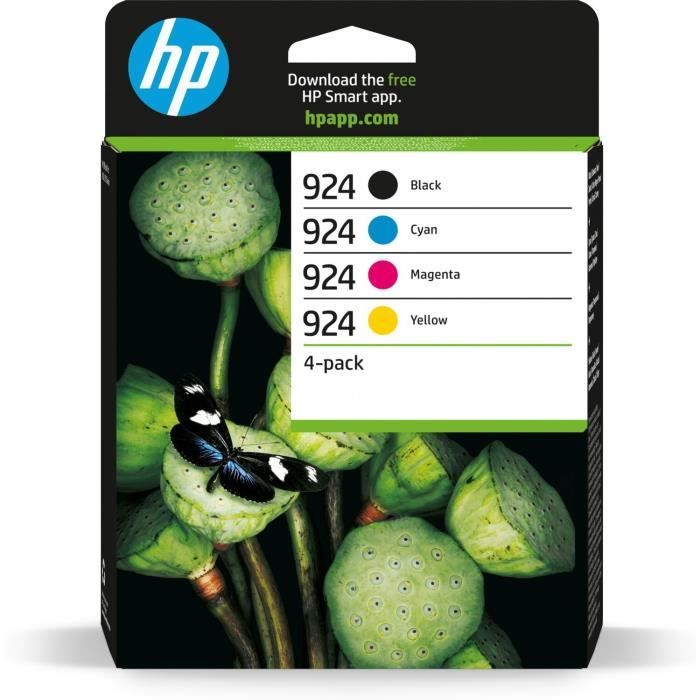 HP 924 Cartouche Encre Authentique Pack de 4 cyan, magenta, jaune, noir