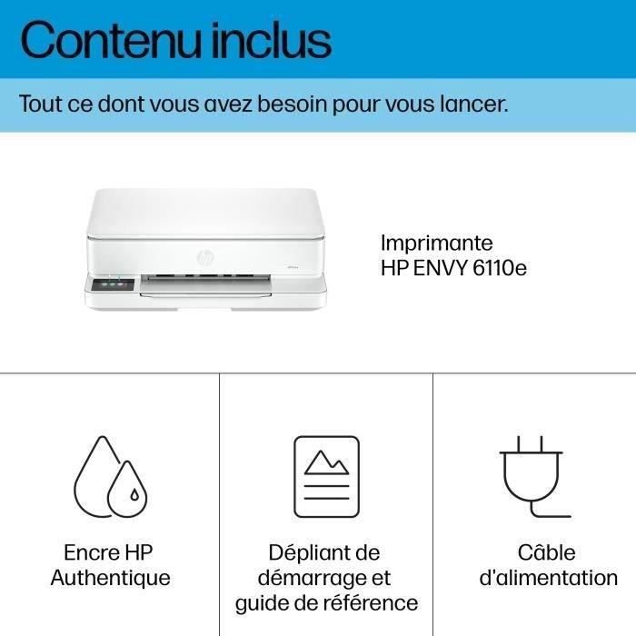 Imprimante tout-en-un HP Envy 6110e Jet d'encre couleur - Copie Scan - 3 mois d'Instant ink inclus avec HP+