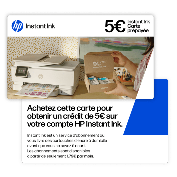 Carte prépayée Instant Ink HP - Abonnement livraison cartouches originales HP
