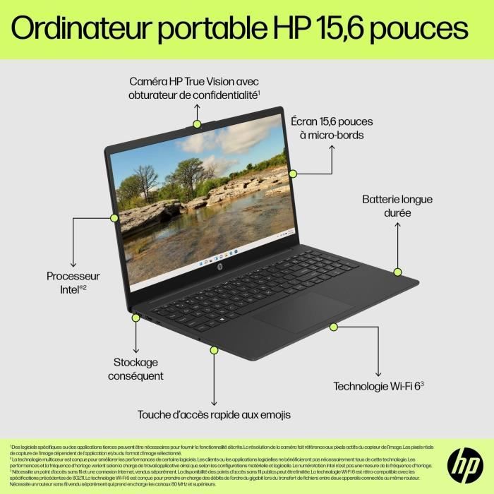 PC Portable HP 15-fd0099nf - Windows 11 + Microsoft 365 inclus 1 an - 15,6 FHD - Intel N100 - RAM 4Go - Stockage 128Go - AZERTY