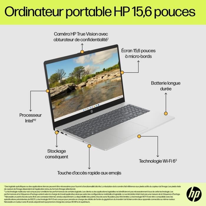 PC Portable HP 15-fd2003nf - Windows 11 - 15,6 FHD - Core Ultra 5 225U - RAM 32Go - Stockage 512Go SSD - AZERTY