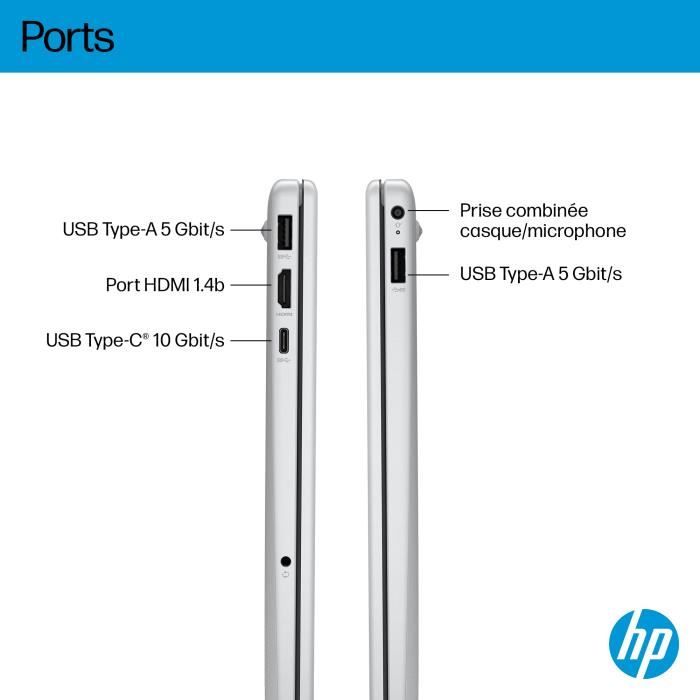 PC Portable HP Omnibook 3 15-fn0027nf - Windows 11 - 15,6 FHD IPS - Ryzen AI 5 330 - RAM 24Go - Stockage 512Go SSD - AZERTY