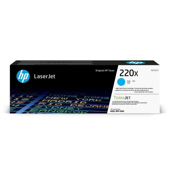 Cartouche de Toner - HP - 220X - Cyan - Grande capacité - Compatible LaserJet Pro 4202/4302