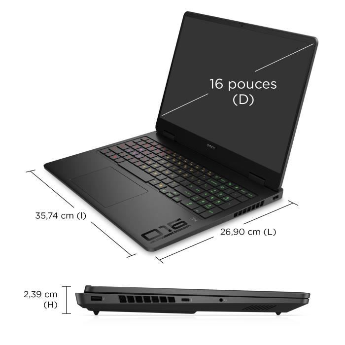PC Portable Gamer HP Omen 16-am1000nf - Sans Windows - 16 2,5K IPS 240Hz - RTX 5070 Ti 12Go TGP 115W - Core i7-14650HX - 32Go - 1To