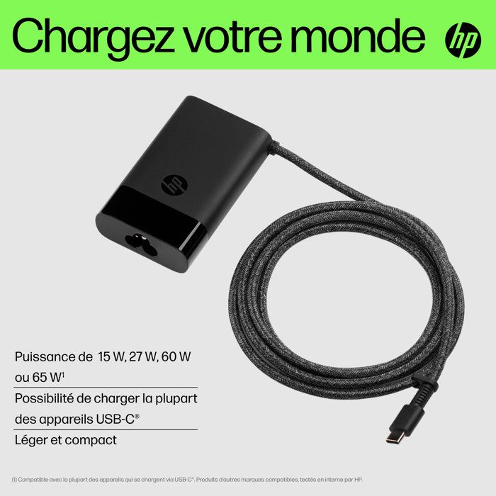 Chargeur pour ordinateur portable HP USB-C 65 W