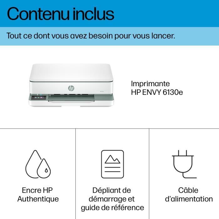 Imprimante tout-en-un HP Envy 6130e Jet d'encre couleur - Copie Scan - 3 mois d'Instant ink inclus avec HP+