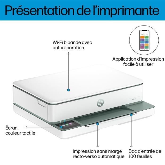 Imprimante tout-en-un HP Envy 6130e Jet d'encre couleur - Copie Scan - 3 mois d'Instant ink inclus avec HP+