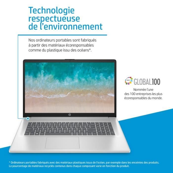 PC Portable HP 17-cn3013nf - Windows 11 - 17,3 HD+ - Core i3-N305 - RAM 8Go - Stockage 512Go SSD - AZERTY
