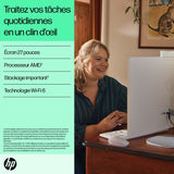 PC Tout-en-un HP 27-cr0076nf - Windows 11 - 27 FHD IPS - Ryzen 7 7730U - RAM 16Go - Stockage 512Go SSD - Clavier et souris sans fil