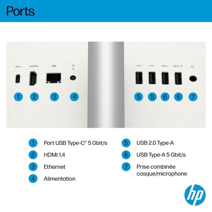 PC Tout-en-un HP 27-ct2005nf - Windows 11 - 27 FHD IPS - Ryzen AI 5 330 - RAM 16Go - 512Go SSD - Clavier et souris sans fil