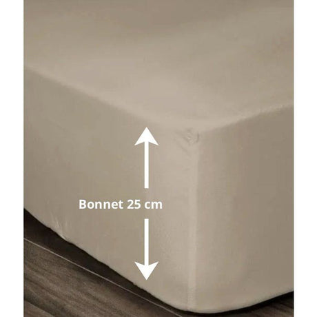 LOVELY HOME Drap Housse 100% coton 90x190x25 cm beige