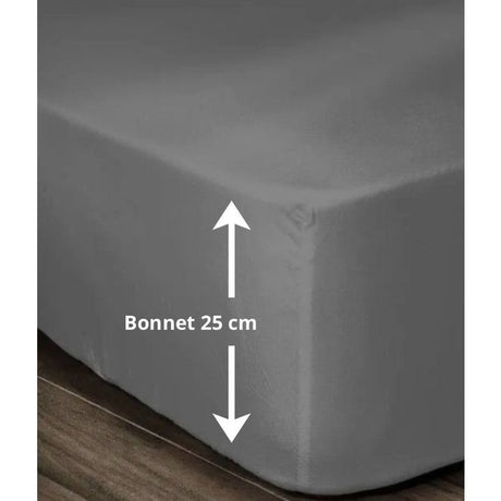 LOVELY HOME Drap Housse 100% coton 140x190x25 cm gris foncé