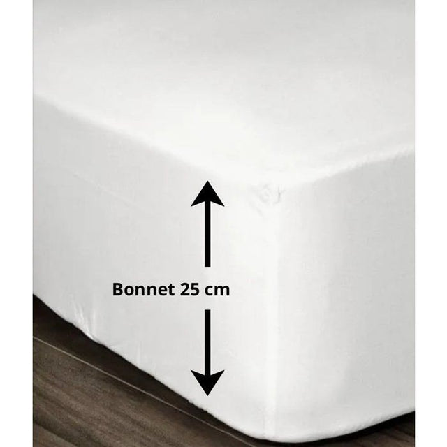 LOVELY HOME Drap Housse 100% coton 140x190x25 cm blanc