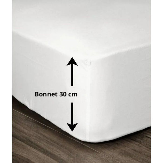 LOVELY HOME Drap Housse 100% coton 90x190x30 cm blanc