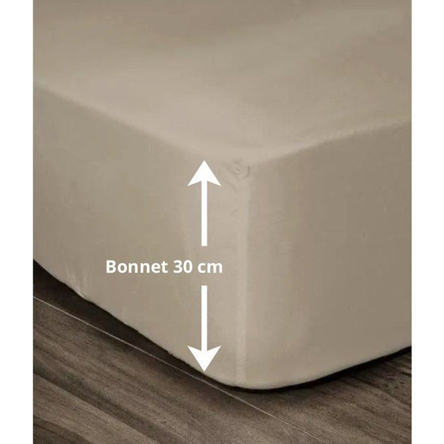 LOVELY HOME Drap Housse 100% coton 160x200x30 cm beige