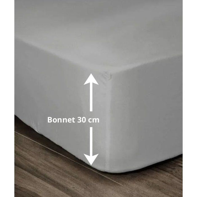 LOVELY HOME Drap Housse 100% coton 180x200x30 cm gris clair
