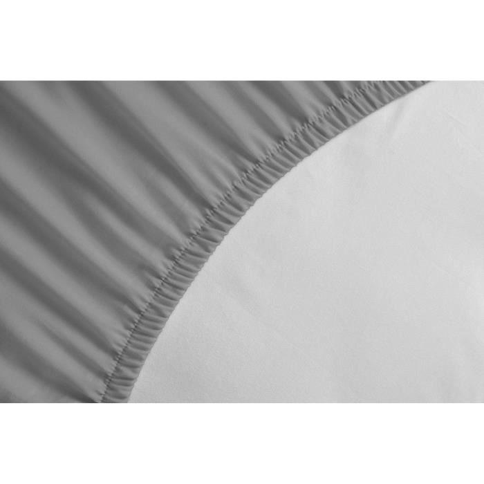 LOVELY HOME Drap Housse 100% coton 180x200x30 cm gris clair