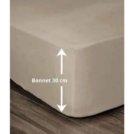 LOVELY HOME Drap Housse 100% coton 180x200x30 cm beige