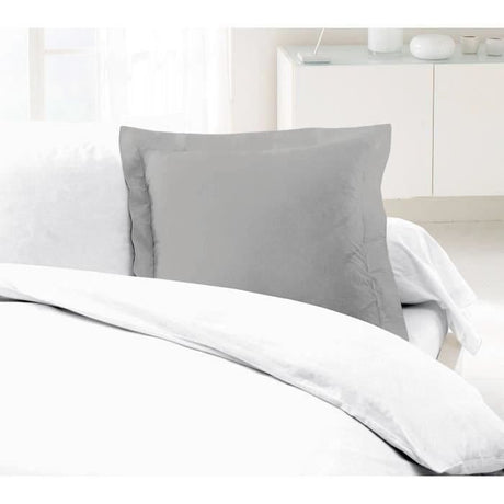 LOVELY HOME Lot de 2 Taies d'Oreillers 100% coton 63x63 cm - Gris clair
