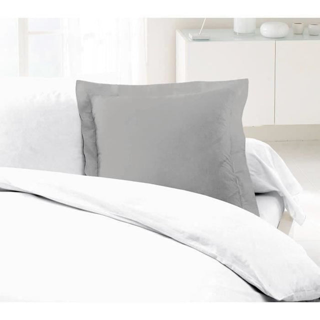 LOVELY HOME Lot de 2 Taies d'Oreillers 100% coton 63x63 cm - Gris clair