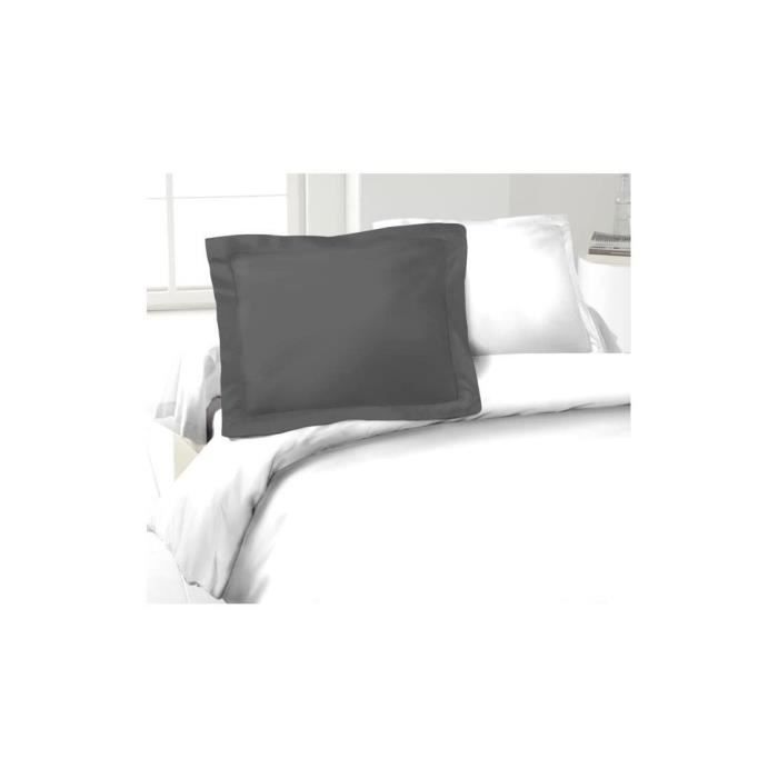 LOVELY HOME Lot de 2 Taies d'Oreillers 100% coton 50x70 cm - Gris foncé