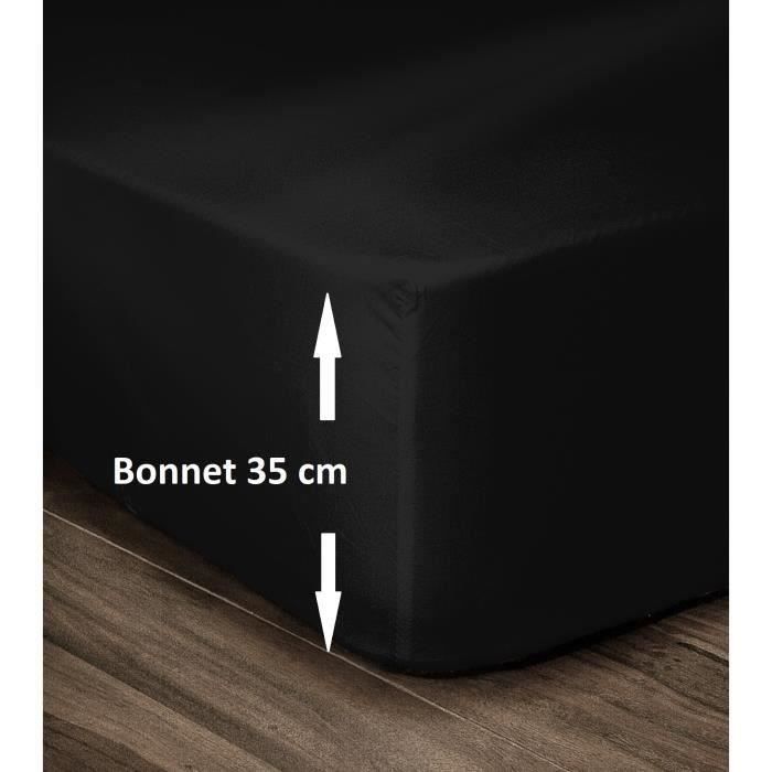 LOVELY HOME 100% Cotton Fitted Sheet 140x190cm - 35cm Bonnet - Black