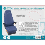 Housse universelle HTC EQUIPEMENTS pour siege de camion matelasse bleu avec le logo TRUCK 80% coton 20% polyester