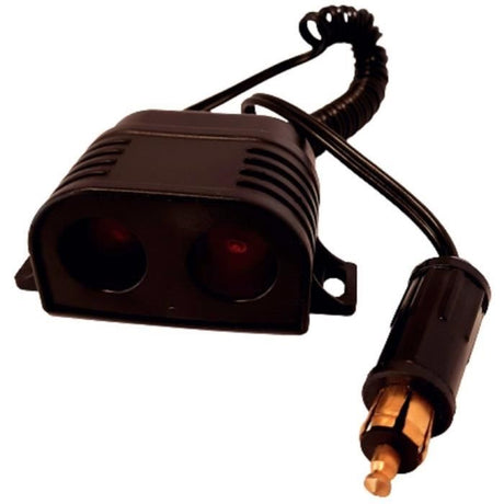 Double prise allume-cigare 12/24V - HTC EQUIPEMENT -Connecteur DIN - Haute puissance 10A- Avec fusible et câble 1M