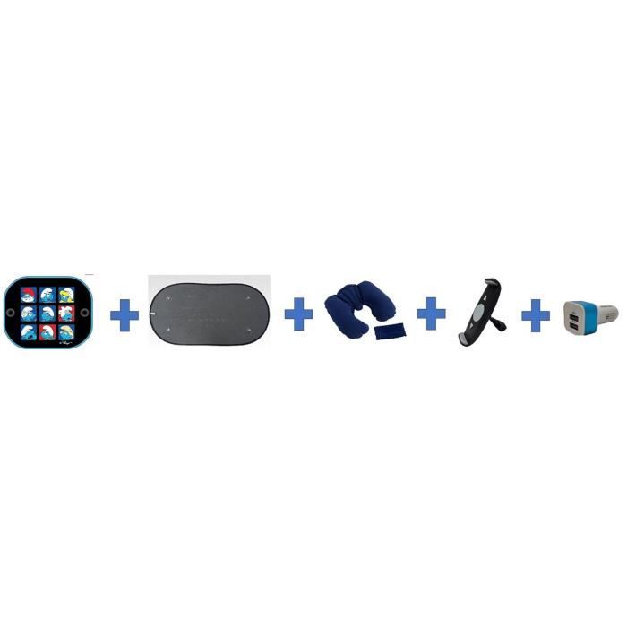 Pack  DEPART EN VACANCES HTC EQUIPEMENTS 5 pcs comprend: 2 pare soleil- support tablette - coussin cale nuque- prise allume cigare