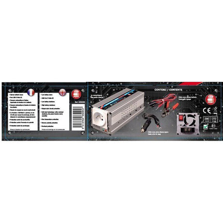 Convertisseur 12V / 24V automatique vers 220V- HTC TECHNIC-  350W avec prise USB-A  0.5A