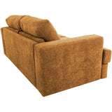 Canapé convertible express - 3 places - IGOR - Tissu gauffré - Ocre - Matelas 15 cm - 211 x 107 x 90 cm - DUNLOPILLO