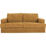 Canapé convertible express - 3 places - IGOR - Tissu gauffré - Ocre - Matelas 15 cm - 211 x 107 x 90 cm - DUNLOPILLO