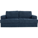 Canapé convertible express - 3 places - IGOR - Tissu gauffré - Saphir - Matelas 15 cm - 211 x 107 x 90 cm - DUNLOPILLO